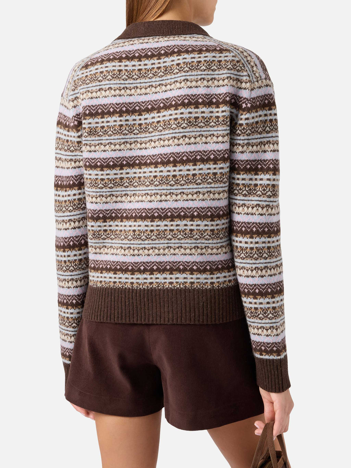 maille à col polo en mélange de laine Eze avec motif Fair Isle 