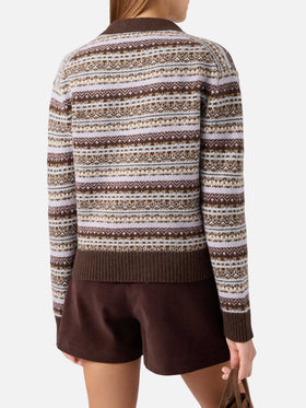 maille à col polo en mélange de laine Eze avec motif Fair Isle 