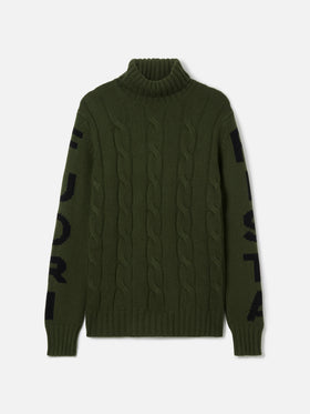 Rollkragenpullover für Herren mit Zopfmuster und Fuori Pista-Jacquard