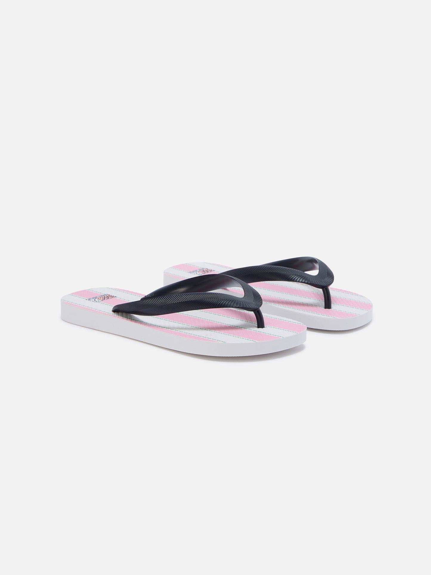 Claquettes en caoutchouc à enfiler Flip à rayures roses et blanches 