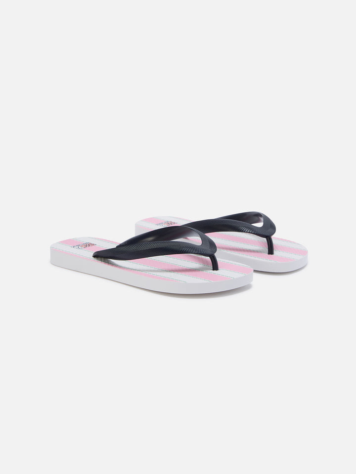 Chanclas tipo slip-on de goma con rayas rosas y blancas 
