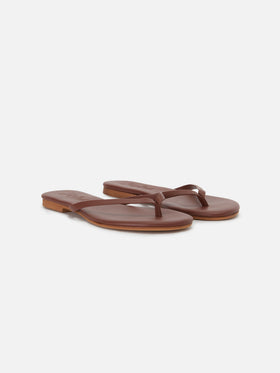 Tongs Essentials en cuir véritable marron 
