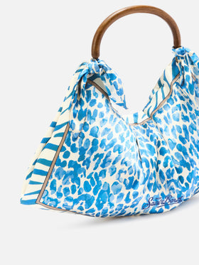 Borsa Foulard in seta con manico in legno e fantasia animalier