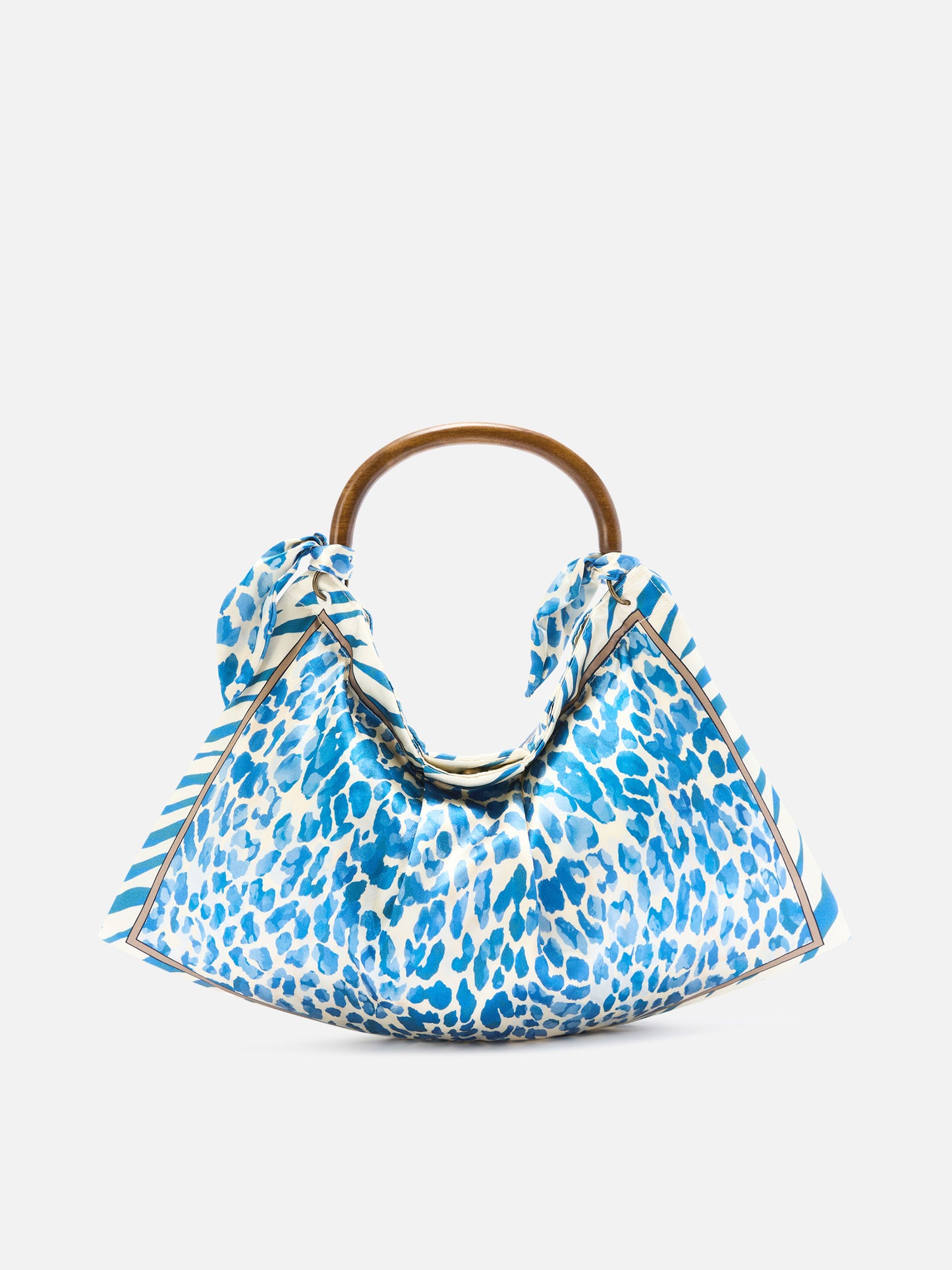 Borsa Foulard in seta con manico in legno e fantasia animalier