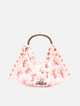 Foulard bag with soft structure and coral pattern
