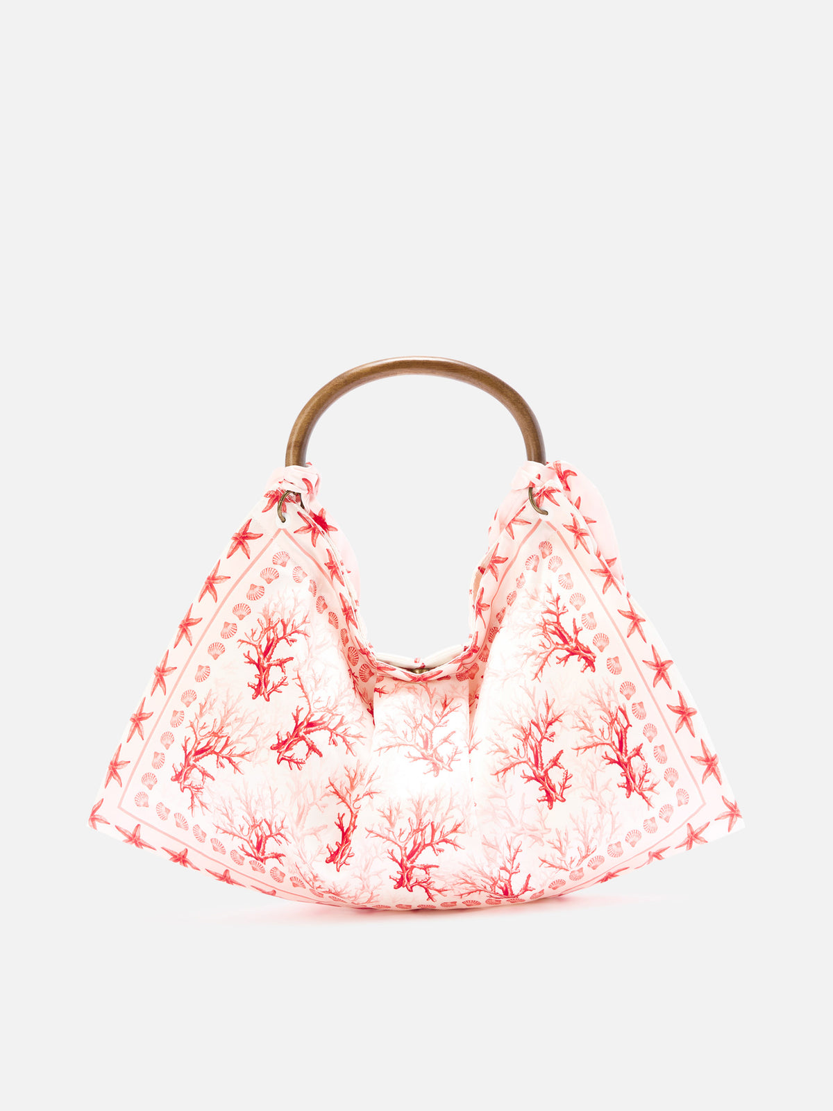 Foulard bag with soft structure and coral pattern