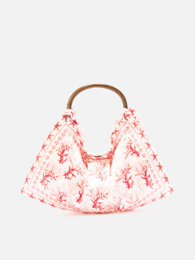 Foulard bag with soft structure and coral pattern