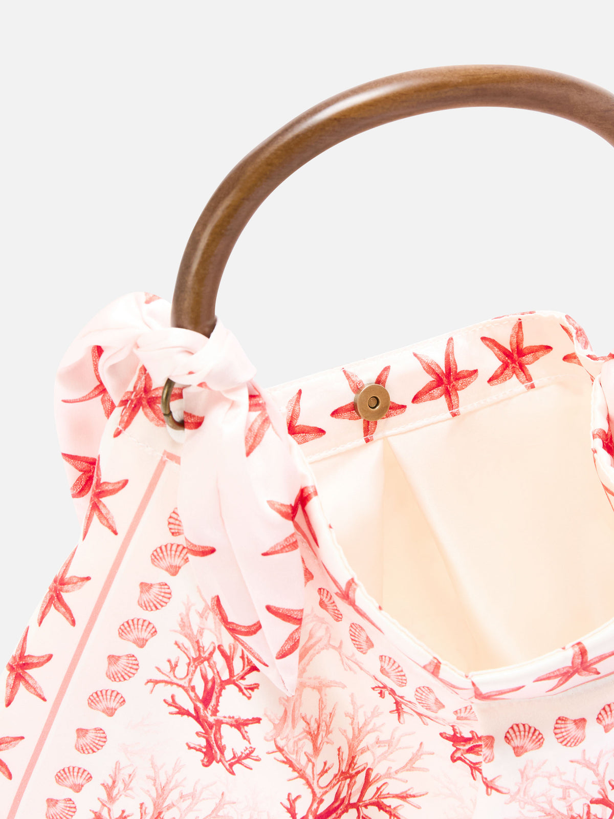 Foulard bag with soft structure and coral pattern