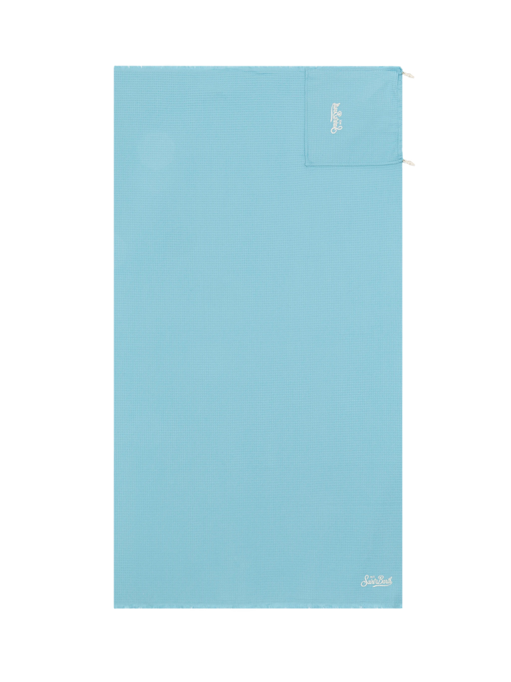 Light blue honeycomb cotton FoutaSac beach towel - MC2 Saint Barth