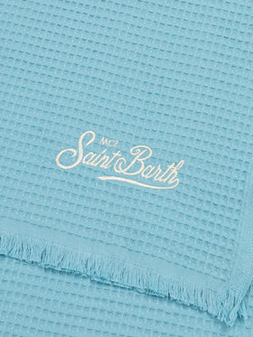 Light blue honeycomb cotton FoutaSac beach towel - MC2 Saint Barth