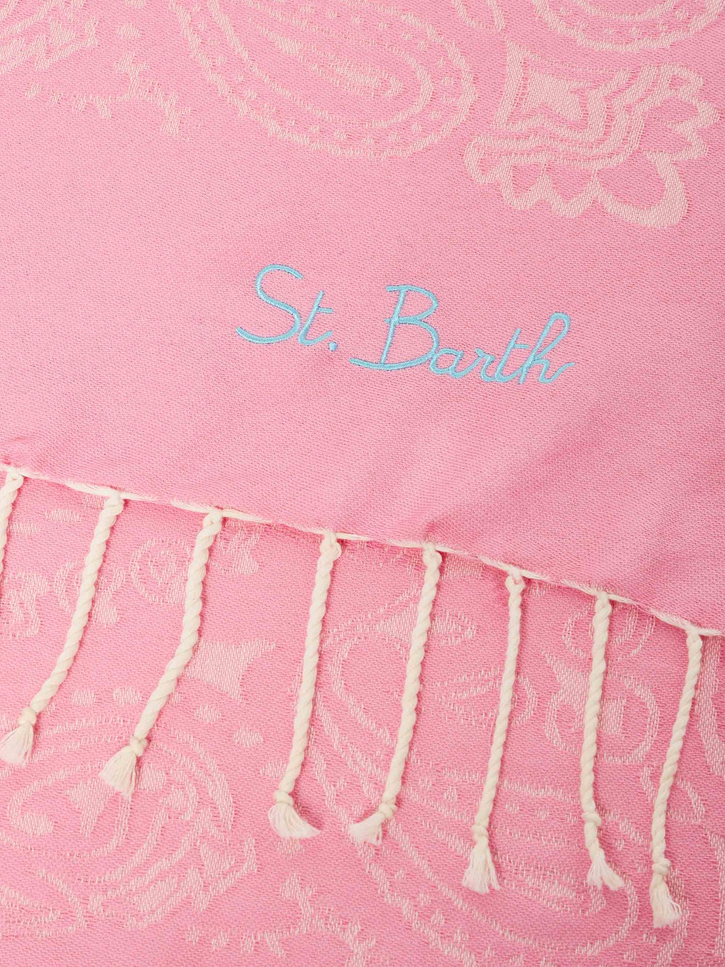 Foutas cotton Jaquard beach towel with pink bandana pattern