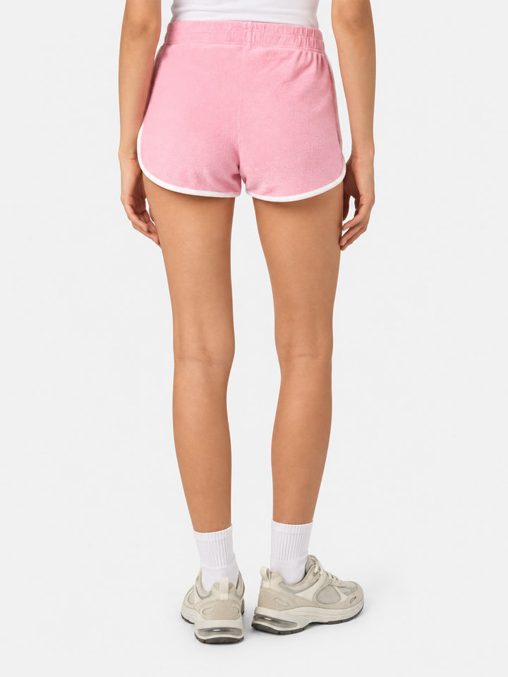 Short Francine in spugna con piping e ricamo