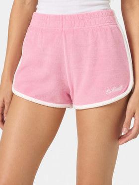 Short Francine in spugna con piping e ricamo