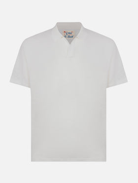 White linen buttonless polo shirt Fraser - MC2 Saint Barth