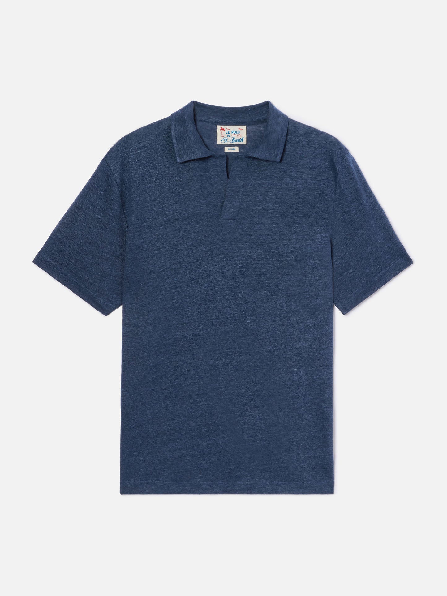 Navy blue Fraser polo in pure linen