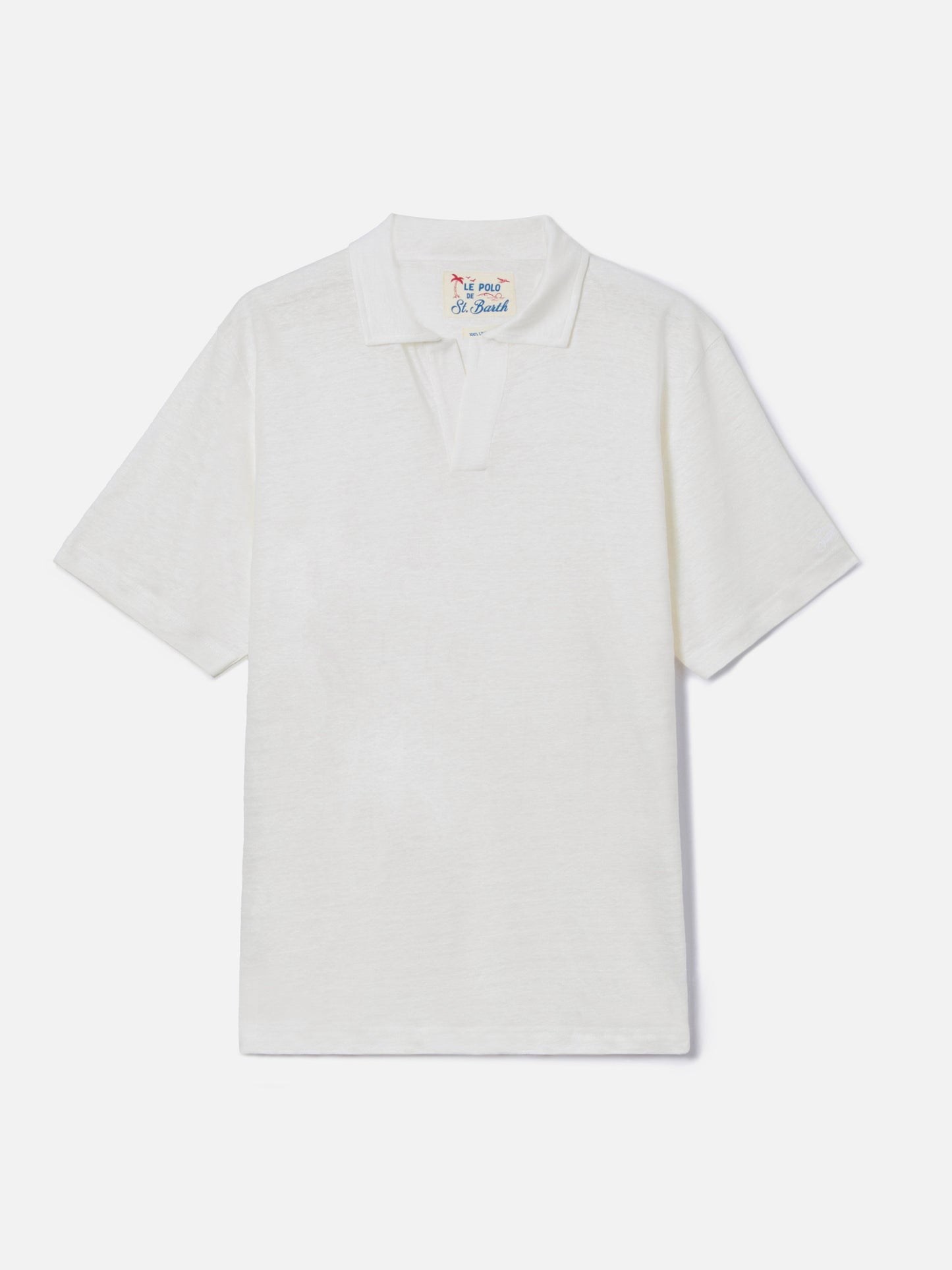 White Fraser polo in pure linen