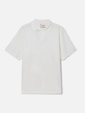 White Fraser polo in pure linen