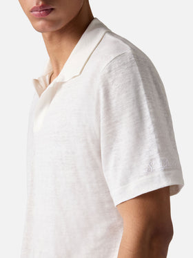 White Fraser polo in pure linen