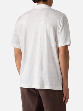 White Fraser polo in pure linen