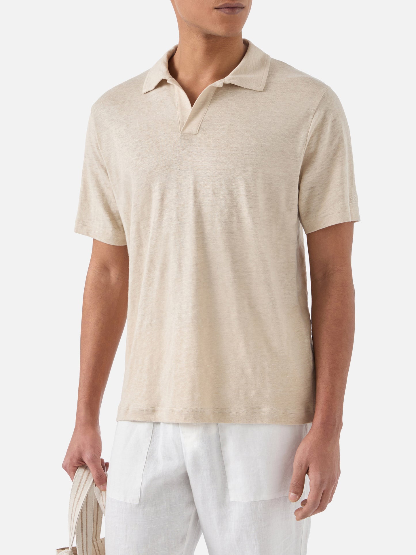 Polo Fraser beige en pur lin 