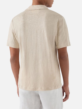 Polo Fraser beige en pur lin 