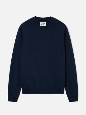 Sweat-shirt en coton Fourseason Navy blue avec logo brodé 