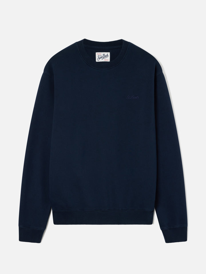 Felpa Fourseason blu navy in cotone con ricamo logo