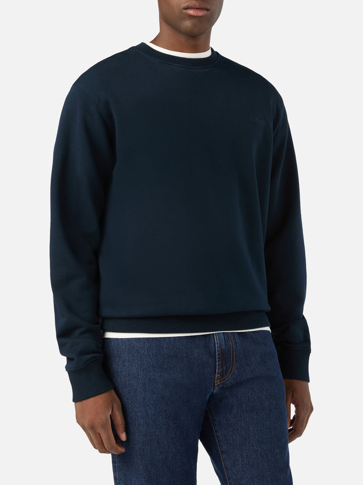 Marineblaues blue Fourseason Baumwoll-Sweatshirt mit Logostickerei 