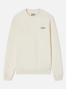 Sudadera Fourseason con cuello redondo en algodón blanco marfil 