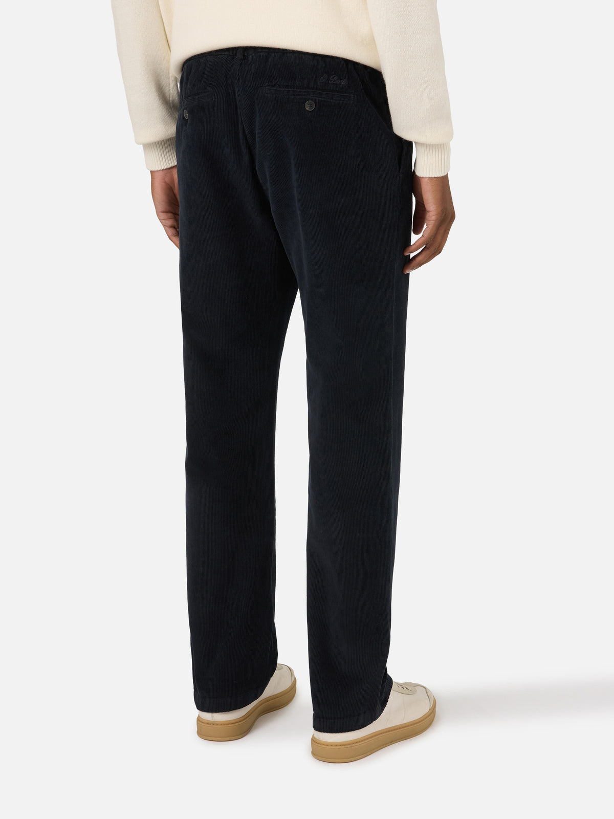Pantaloni Fuji blu navy in velluto a costine
