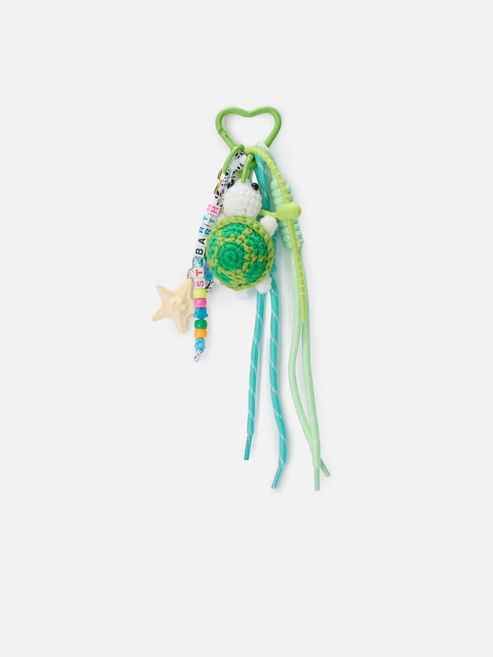 Funny Charm con tartaruga crochet, perline e cordini multicolore