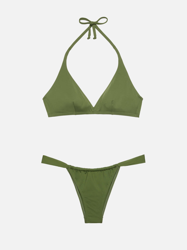 Militärgrüner Triangel-Bikini von Gaia Noelle