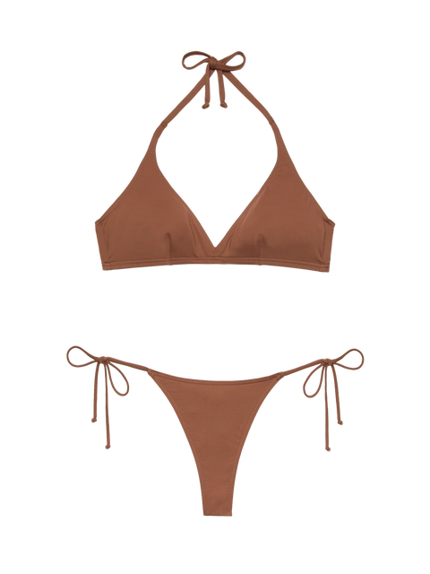 Gaia Norah brown bikini with triangle top and cheeky swim briefs - MC2 Saint Barth