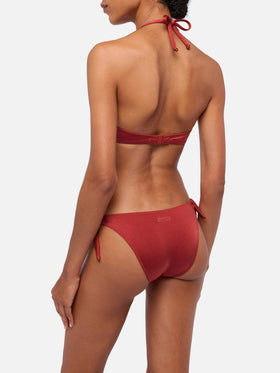 Bikini Gaia Yali con sujetador triangular clásico en color ladrillo brillante 