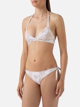 Bikini Gaia Yali blanco y beige toile de jouy 