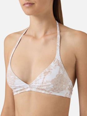 Bikini Gaia Yali blanco y beige toile de jouy 