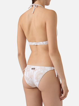 Bikini Gaia Yali blanco y beige toile de jouy 