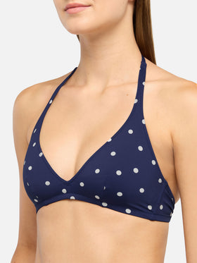 Gaia Maia Triangel-Bikini mit festem Bein, hochgeschnittenem Höschen und Polka-Dot-Muster