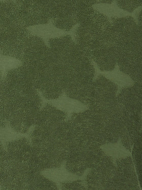 Boy military terry t-shirt Gary with shark embossed pattern - MC2 Saint Barth