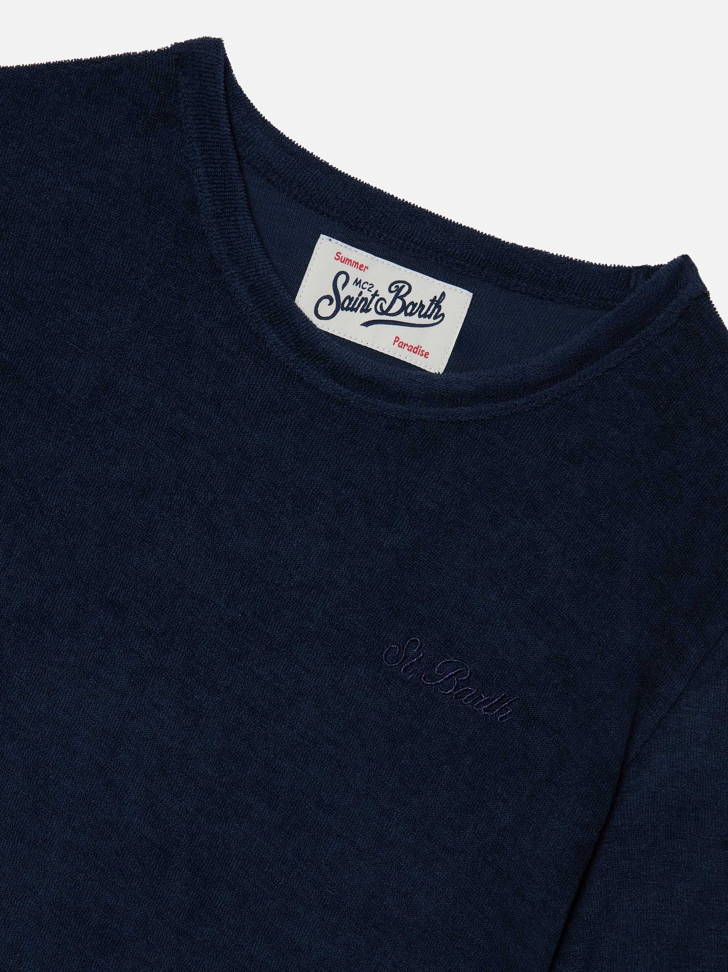 T-shirt Gary Jr bleu marine en tissu effet éponge avec logo brodé 