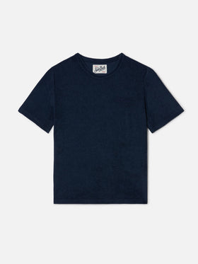 T-shirt Gary Jr bleu marine en tissu effet éponge avec logo brodé 