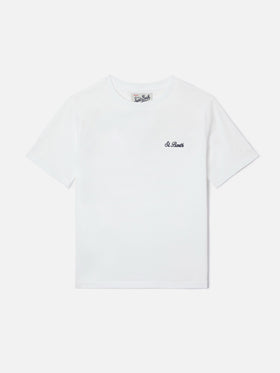 White Gary Jr t-shirt in terry-effect fabric with embroidered logo