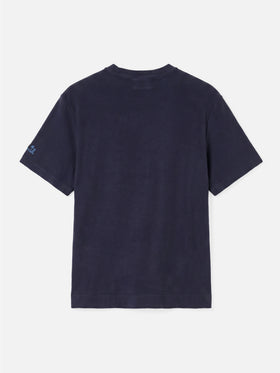 Herren-T-Shirt aus Frottee in Marineblau mit Tasche