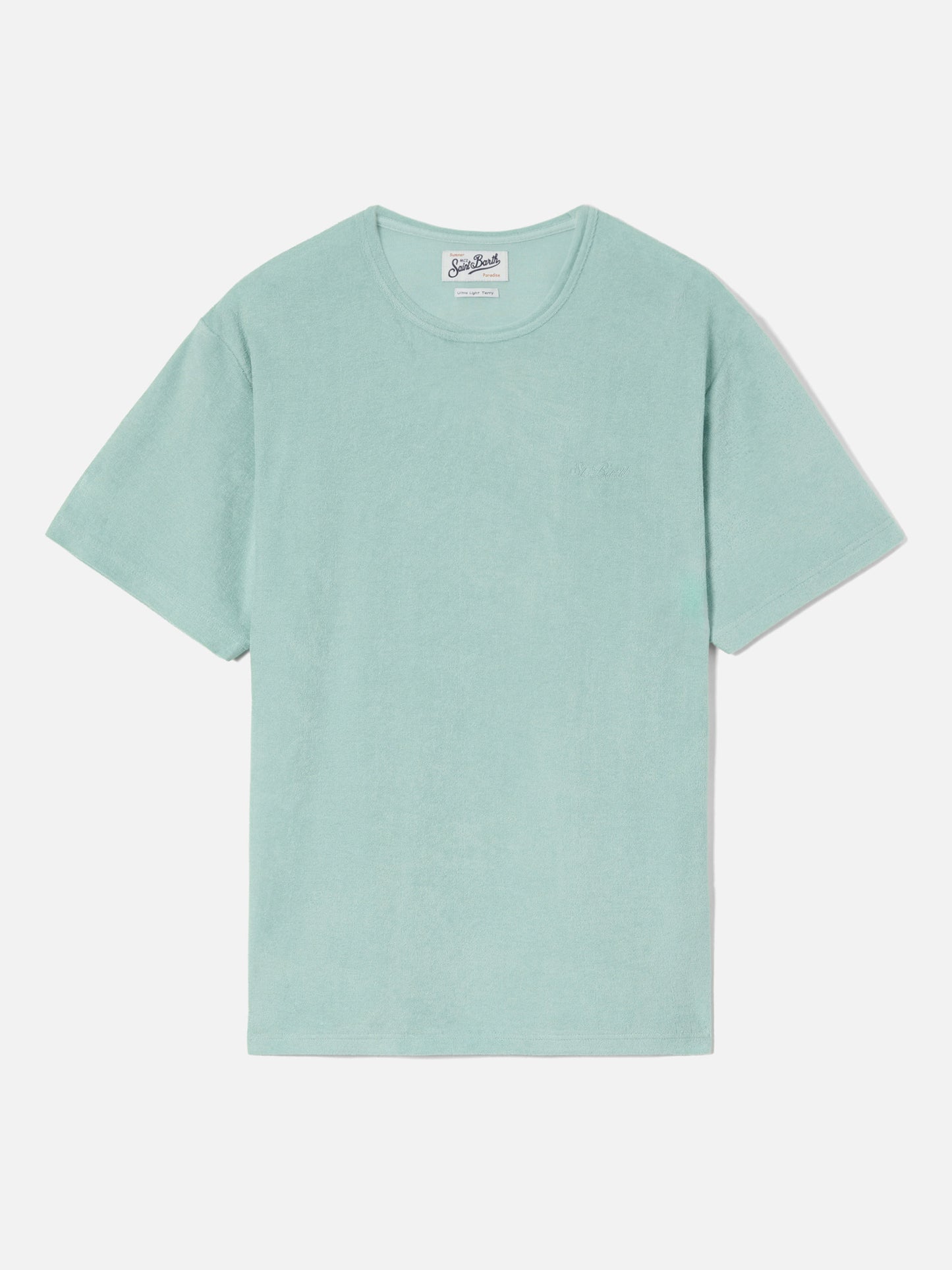 Green Gary cotton terry-effect t-shirt with logo embroidery