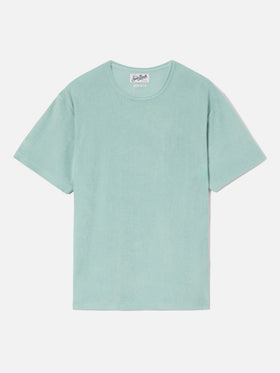 Green Gary cotton terry-effect t-shirt with logo embroidery