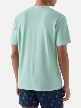 Green Gary cotton terry-effect t-shirt with logo embroidery
