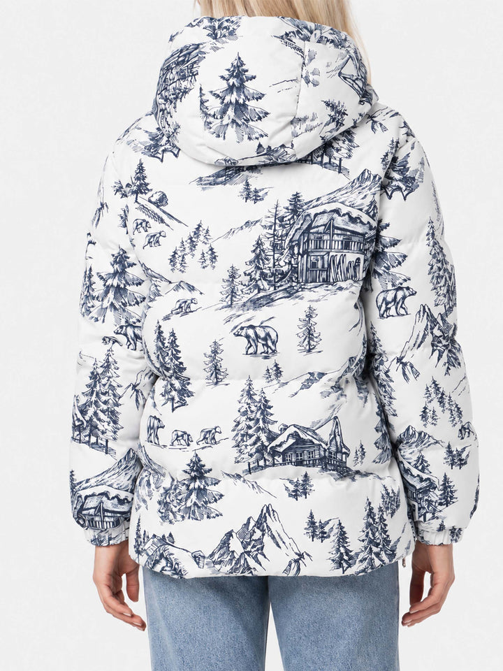 Chaqueta de plumón con capucha Geneve toile de jouy 