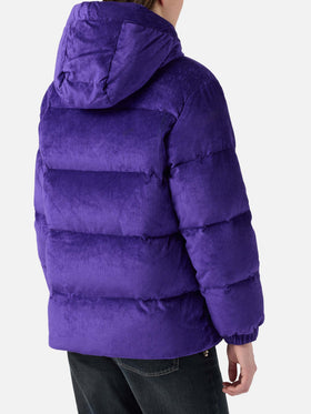 Chaqueta acolchada con capucha Geneve de pana morada 