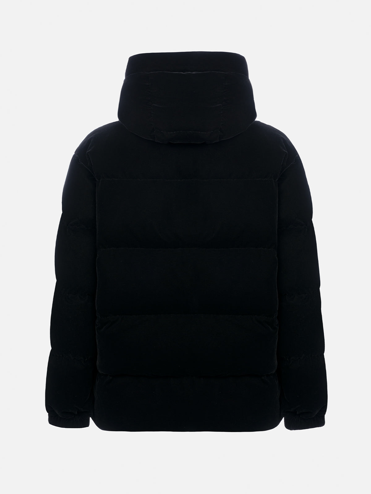 Woman black velvet hooded down padded jacket - MC2 Saint Barth