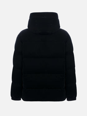 Woman black velvet hooded down padded jacket - MC2 Saint Barth